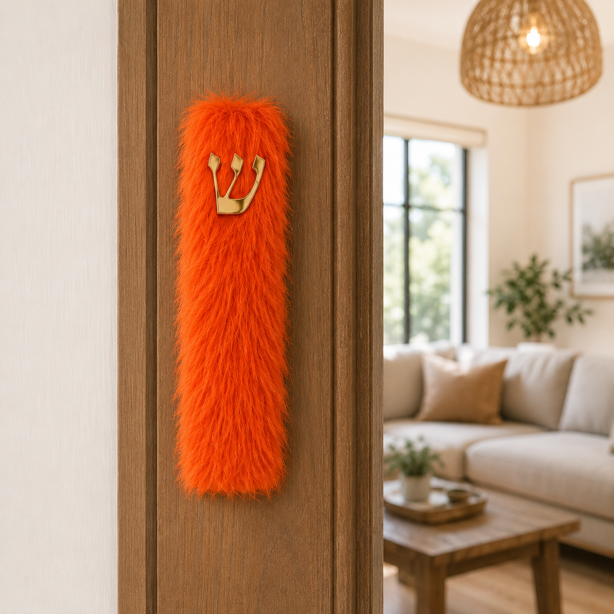 Furry Orange Mezuzah