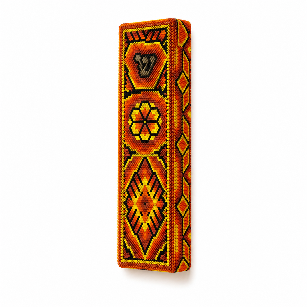 Mexican Beads Huichol Mezuzah — Orange