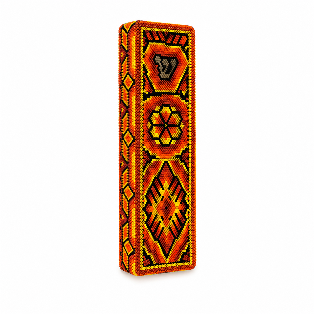 Mexican Beads Huichol Mezuzah — Orange