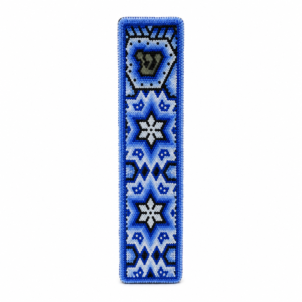 Mexican Beads Huichol Mezuzah — Blue