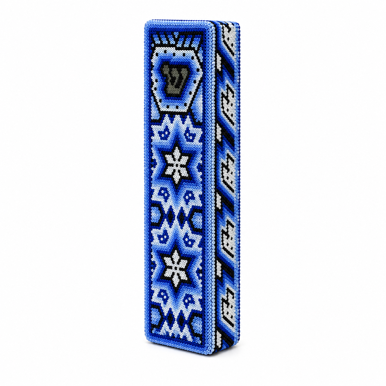 Mexican Beads Huichol Mezuzah — Blue