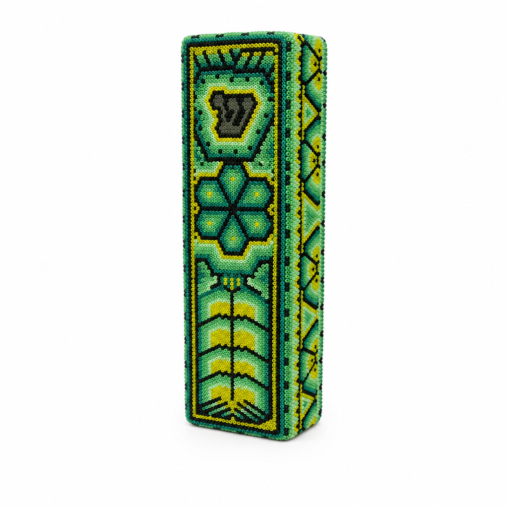 Mexican Beads Huichol Mezuzah — Green