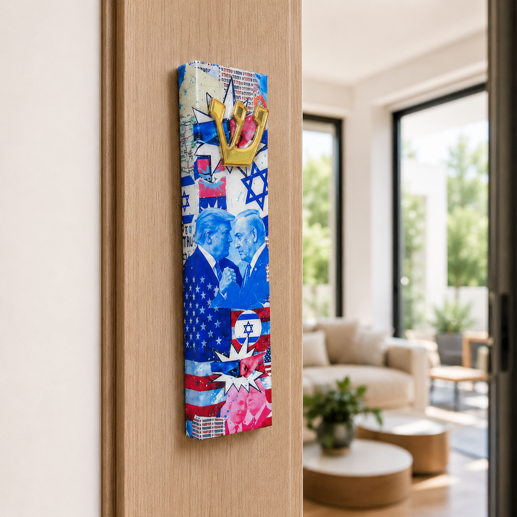 Trump Bibi USA Loves Israel Mezuzah